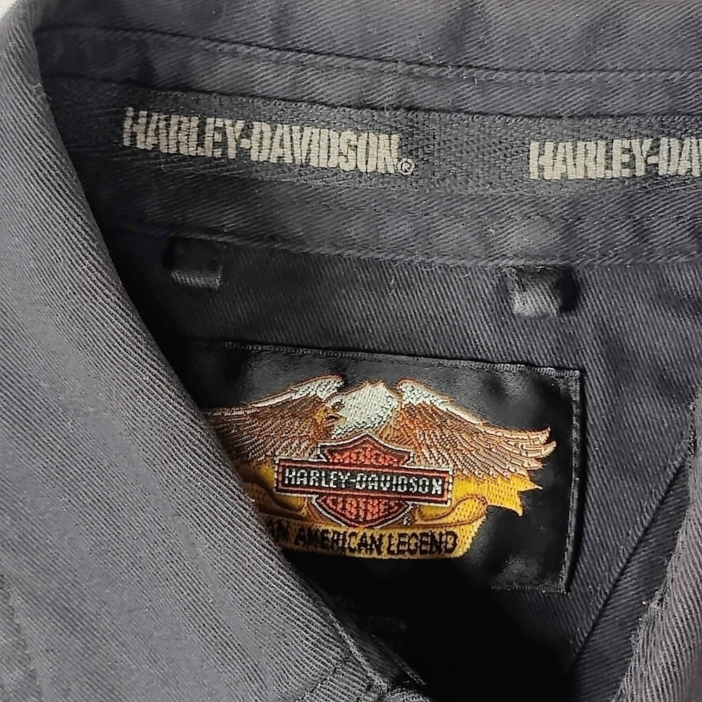 Harley Davidson Performance Snap Long Sleeve Shirt Black Eagle Women's XS Biker - Picture 13 of 15